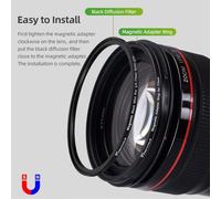 Rankomu PRO TANE 82mm Black Diffusion 1/4 Filter, Black Mist Cinematic Effect Filter, Multi-Layer Coating, Magnetic Adapter Ring for Video Vlog Portrait Photography