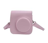 Rankomu PU Leather Mini Camera Protective Case with Adjustable Shoulder Strap for Mini 7+, Rose Color, Compact Design, Lightweight, Easy to Carry