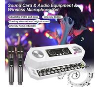 Rankomu Wirel Microphone Set with Rechargeable BT Sound Card, Multifunctional o Equipment for Singing, Live Broadcasting, and Recording Voice, Compatible with TV and Android Phone