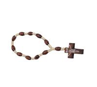 Rankomu Wooden Rosary Wooden Rosary, Small Portable Hand-Carved Catholic Rosary with Strong Wood Crucifix, Ideal for Baptism and Cathedral Use, 18 Beads