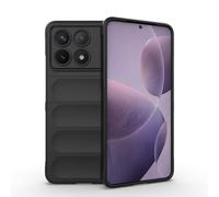 RankOne Airbag Liquid Silicone Phone Case for POCO F6 Pro (6.67" Inches), Shield Shock Resistant Phone Cover Protector - Black