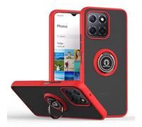 RankOne Case for HONOR X6b (4G) (6.56" Inches), Ring Bracket Magnetic Suction Base Mobile Phone Case Matte Transparent - Red