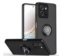 RankOne Case for Motorola Moto Edge 50 Neo/ThinkPhone 25 (6.36" Inches), Ring Bracket Magnetic Suction Base Mobile Phone Case Matte Transparent - Black