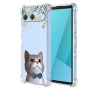RankOne Case Suitable for Smartphone, Compatible with Sony Xperia 10 VII (Seventh Generation) (6.1 Inch) Transparent TPU Silicone Colour Drawing Pattern Case - Cat 1