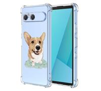 RankOne Case Suitable for Smartphone, Compatible with Sony Xperia 10 VII (Seventh Generation) (6.1 Inch) Transparent TPU Silicone Colour Drawing Pattern Case - Corgi