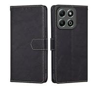 RankOne Flip Wallet Case for HONOR X6b (4G) (6.56" Inches), PU Leather Phone Cover Sleeve Holster - Black