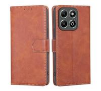 RankOne Flip Wallet Case for HONOR X6b (4G) (6.56" Inches), PU Leather Phone Cover Sleeve Holster - Brown