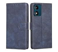 RankOne Flip Wallet Case for Motorola Moto E13 (6.5" Inches), PU Leather Phone Cover Sleeve Holster - Blue