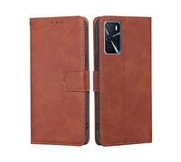 RankOne Flip Wallet Case for OPPO A16 / OPPO A16s / OPPO A54s (6.52" Inches), PU Leather Phone Cover Sleeve Holster - Brown