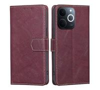 RankOne Flip Wallet Case for Realme Note 70T (6.74" Inches), PU Leather Phone Cover Sleeve Holster - Red