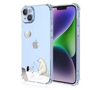 RankOne Hülle Geeignet für iPhone 14, 6.1" Transparente TPU Silikon Farbzeichnungsmuster Case - Eisbär