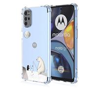 RankOne Hülle Geeignet für Motorola Moto G22, 6.5" Transparente TPU Silikon Farbzeichnungsmuster Case - Eisbär