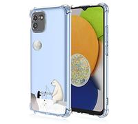 RankOne Hülle Geeignet für Samsung Galaxy A03, 6.5" Transparente TPU Silikon Farbzeichnungsmuster Case - Eisbär