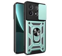 RankOne Mobile Phone Case Suitable for POCO F6 Pro (6.67" Inches) PC Ring Armor Push Window Anti Drop Mobile Phone Case - Green
