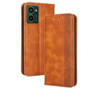 RankOne Wallet Case for HMD Pulse Pro (6.65" Inches), Magnetic Flip Leather Cover with Card Slots Kickstand Brown