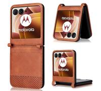 RankOne Wallet Case for Motorola Moto Razr60 / Razr50 (6.9" Inches), Magnetic Flip Leather Cover with Card Slots Kickstand Brown