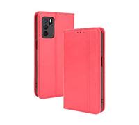 RankOne Wallet Case for OPPO A16 / OPPO A16s / OPPO A54s (6.52" Inches), Magnetic Flip Leather Cover with Card Slots Kickstand Red