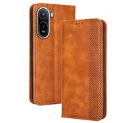 RankOne Wallet Case for Redmi A7 Pro (6.9" Inches), Magnetic Flip Leather Cover with Card Slots Kickstand Brown