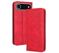 RankOne Wallet Case for Smartphone, Compatible with iPhone Air/iPhone 17 Air (6.5" Inches), Magnetic Flip Leather Cover with Card Slots Kickstand Red