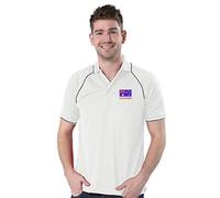 Ranks Embroidered Australia Design Deluxe Piped White Polo Shirt, Australia Design White Polo Shirt (L)
