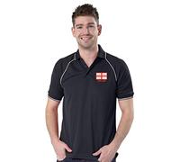 Ranks Embroidered England St George Deluxe Piped Navy Polo Shirt, England St George Polo Shirt (L)