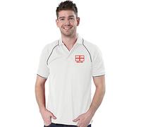 Ranks Embroidered England St George Design Deluxe Piped White Polo Shirt, England St George Design White Polo Shirt (XXXL)
