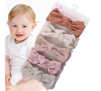 Ranley Baby Hair Bows Headbands, Headband Bows for Girls, Baby Head Knot, Elastic Head Pack Hair Accessories, Set of 5 Stretchy Soft Knot Headbands for Children
