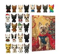 Ranley Christmas Calendar Advent 2025 - Funny 2D Pendant 24-Day,French Bulldog Pendant Set Countdown | for Wall Window Door Tree Party Purse Bag Indoor Bedroom Holiday