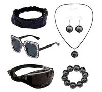 Ranley Lady Disco Accessories, 70s Disco Costume Set for Women | Disco Ball Earrings Necklace Bracelets - 6pcs/Set Disco Ball Earrings Necklace Bracelets 1970s Disco Outfit for
