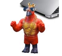 Ranley Muscular Duck Statue | Resin Funny Muscle Duck Statue Ornament Wearing Sunglasses and Gold Chain | Fun Figurines Novelty Home Decor for Bedroom Living Room Car Dashboard