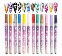 Ranley Nail Markers - 12 Colors Manicure Art Painting Polish Kit Waterproof - Fine Tip Graffiti Dotting Nail Drawing Acrylic Pen for Women, Girls