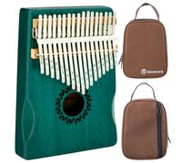 RANMING 17 Key Kalimba Thumb Piano Solid Mahogany Wood & Alloy Steel Mbira Finger Piano with Portable Handbag Tune Hammer Song Book for Adults Kids Beginners Gifts for Christmas Birthday (Green)
