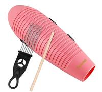 RANMING Guiro Instrument 3.9 x13 Inch Super Guiro Fish Shaped Latin Percussion Instrument with 2 Scraper Musical Training Tool for Beginners and Music Lover(Pink)