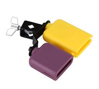 RANMING Jam Block,Plastic Cow Bell Double Sambago Bell jam block for Band practice,Festival Performance,Music Teaching for Children,Latin Percussion Instrument Kit (Yellow-Purple)