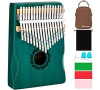 RANMING Kalimba 17 Key Thumb Piano Kalimba Set with Portable Handbag,Music Book and Tune Hammer, Finger Piano Instrument Gift for Kids Adult Beginners Professional(Mahogany-Hand Rest-Green)