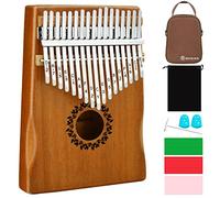 RANMING Kalimba 17 Key Thumb Piano Percussion Instrument Kalimba Set with Portable Handbag, Music Book and Tune Hammer, Finger Piano Gift for Kids Adult Beginners Professional (Mahogany-Hand Rest)