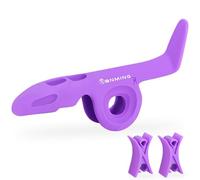 RANMING Violin Bow Holder for Practice- Silicone Hand Position Corrector Non-Slip Teaching Tool for Beginners Students Improve Bow Grip & Posture Violin Teaching Aid With 2 Bow Stopper Purple