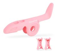 RANMING Violin Bow Holder for Practice- Silicone Hand Position Corrector Non-Slip Teaching Tool for Beginners Students Improve Bow Grip & Posture Violin Teaching Aid With 2 Bow Stopper Pink