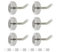 Rannb Coat Hook Towel Hooks Stainless Steel Heavy Duty Wall Hooks for Hanging Clothes Wall Mount Towel Holder for Bedroom Kitchen Closet 2.2" Length Silver Brushed Surface -Pack of 6