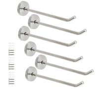 Rannb Coat Hook Towel Hooks Stainless Steel Heavy Duty Wall Hooks for Hanging Clothes Wall Mount Towel Holder for Bedroom Kitchen Closet 6" Length Silver Brushed Surface -Pack of 6