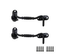 Rannb Gate Latch Hook and Eye Latch for Door Barn Door Lock Stainless Steel Door Latch for Shutters Window Shed Cabinet Black 4-inch Length - 2pcs