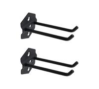 Rannb Pegboard Hooks Heavy Duty Metal Steel 3/8" Peg Hooks Suitbale for 1.1" Spaced Pegboards Double Arm Wall Hooks for Organizing Tools in Home or Garage 4-inch Long Black-2pcs