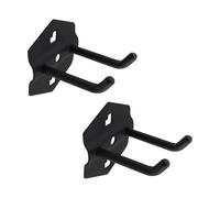 Rannb Pegboard Hooks Heavy Duty Metal Steel 3/8" Peg Hooks Suitbale for 1.1" Spaced Pegboards Double Arm Wall Hooks for Organizing Tools in Home or Garage 2.5" Long Black- 2pcs