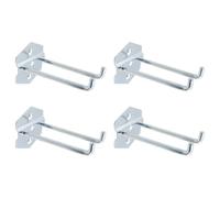 Rannb Pegboard Hooks Heavy Duty Metal Steel 3/8" Peg Hooks Suitbale for 1.1" Spaced Pegboards Double Arm Wall Hooks for Organizing Tools in Home or Garage 4-inch Long -6pcs