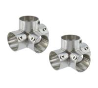 Rannb Right Corner Pipe Fitting Connector Fit 1-inch OD Pipe 4-Way Stainless Steel Rail Pipe Fittings for DIY Shelf Garden Support, Handrail-2pcs