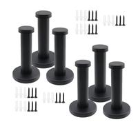 Rannb Wall Hooks Heavy Duty Coat Hooks Stainless Steel Clothes Hanger for Hanging Bathroom Towels Handbag Black 2.8-inch Length with 16mm Shank Dia - Pack of 6