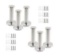 Rannb Wall Hooks Heavy Duty Coat Hooks Stainless Steel Clothes Hanger for Hanging Bathroom Towels Handbag Silver 2.8-inch Length with 16mm Shank Dia - Pack of 6