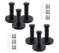 Rannb Wall Hooks Heavy Duty Coat Hooks Stainless Steel Clothes Hanger for Hanging Bathroom Towels Handbag Black 2-inch Length with 12mm Shank Dia - Pack of 6