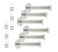 Rannb Wall Hooks Heavy Duty Coat Hooks Stainless Steel Clothes Hanger for Hanging Bathroom Towels Handbag Silver 4-inch Length with 16mm Shank Dia - Pack of 6