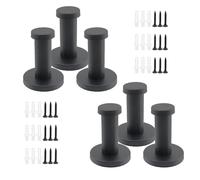 Rannb Wall Hooks Heavy Duty Coat Hooks Stainless Steel Clothes Hanger for Hanging Bathroom Towels Handbag Black 2-inch Length with 16mm Shank Dia - Pack of 6